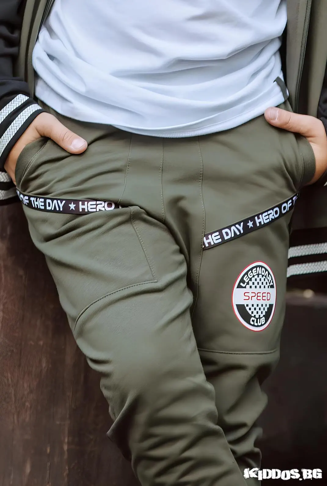 Детски панталон RACING цвят KHAKI