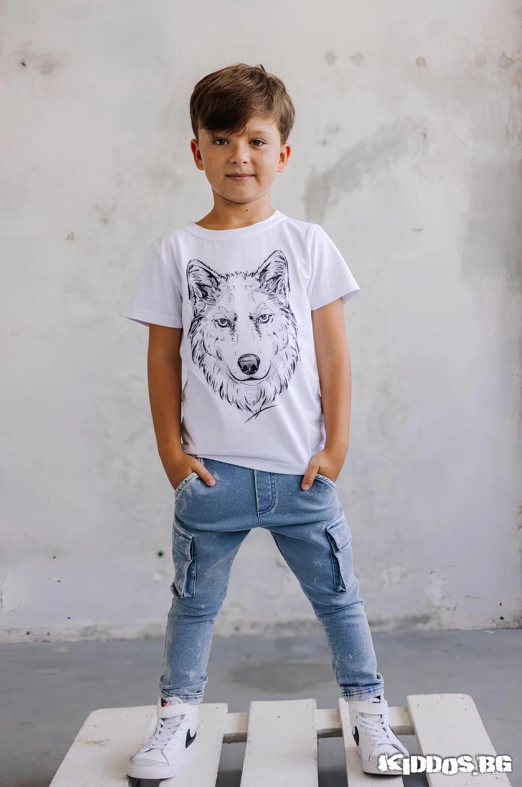 Детска тениска WOLF SOUL бяла