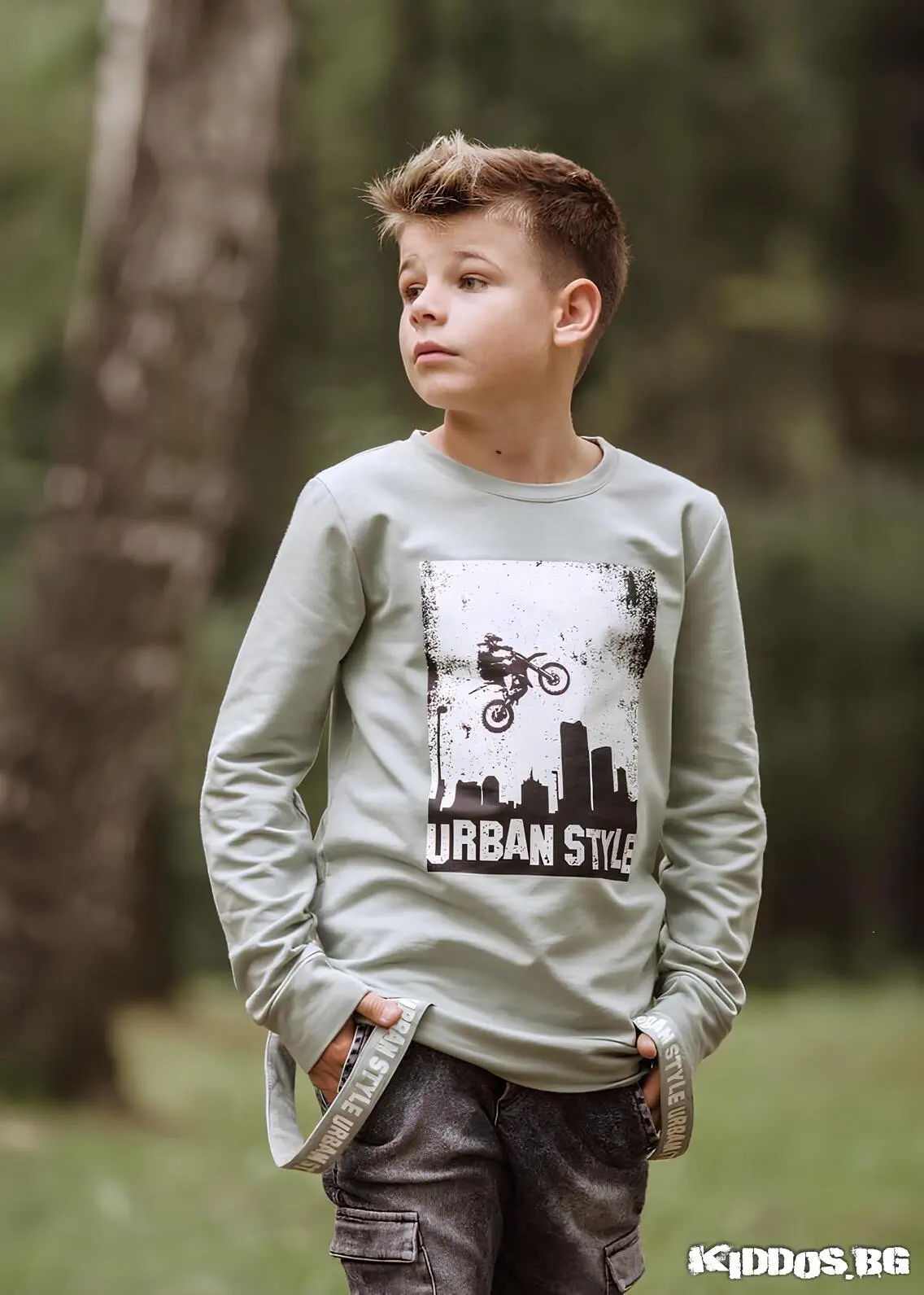 Детска блуза с дълъг ръкав URBAN STYLE  - цвят мента