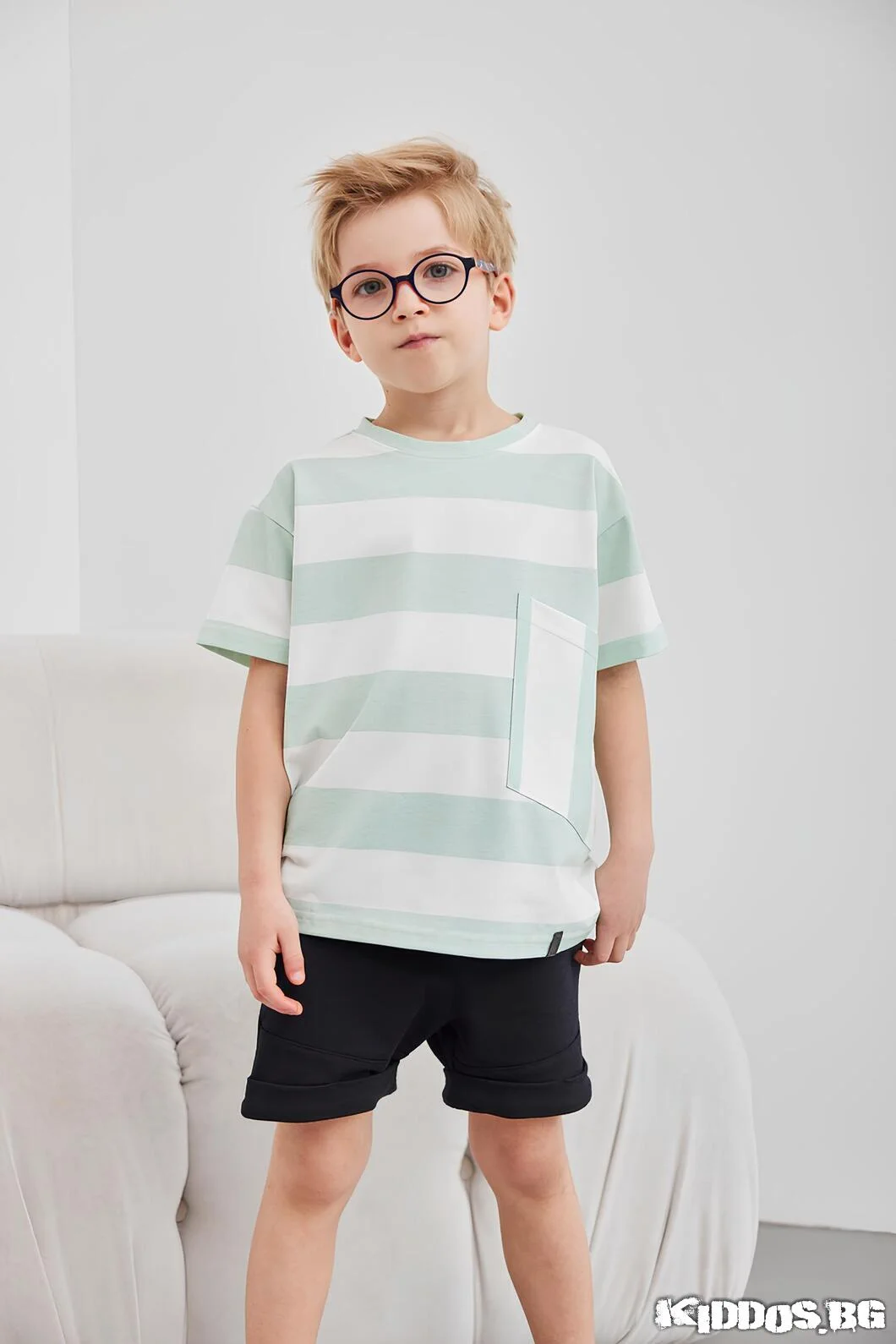 Детска блуза с къс ръкав STRIPES MINT