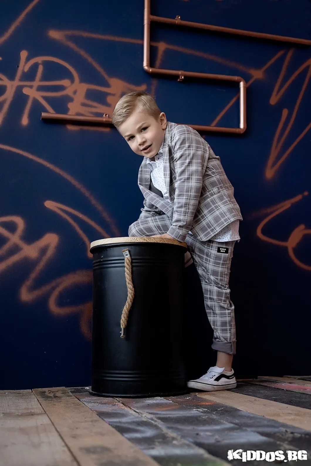 Детски костюм PLAIDS светлосив - две части 3