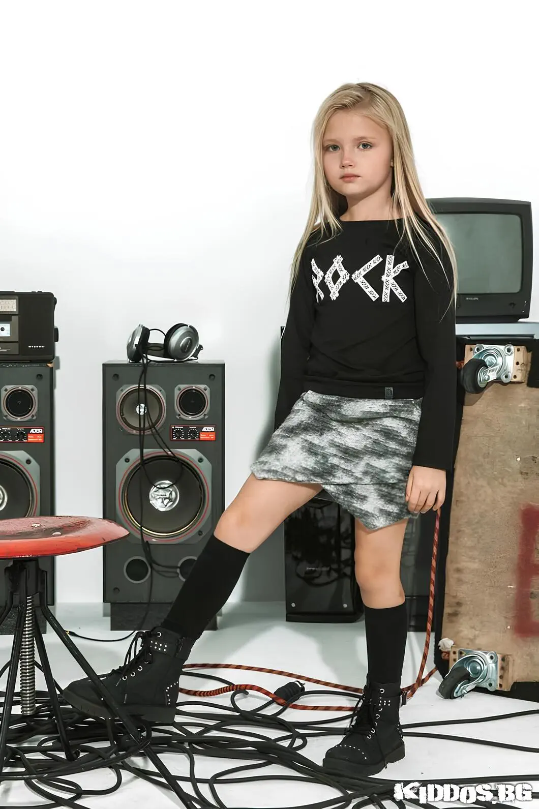 Детска блуза за момичета ROCK черна 3