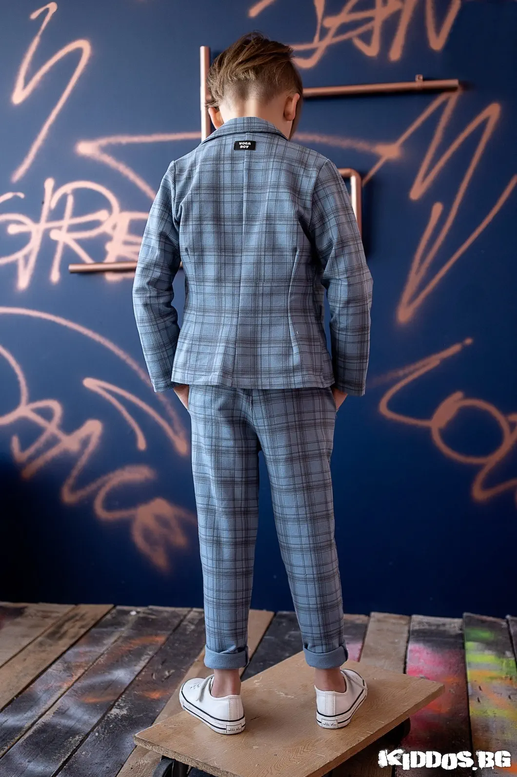 Детски костюм PLAIDS син - две части 2