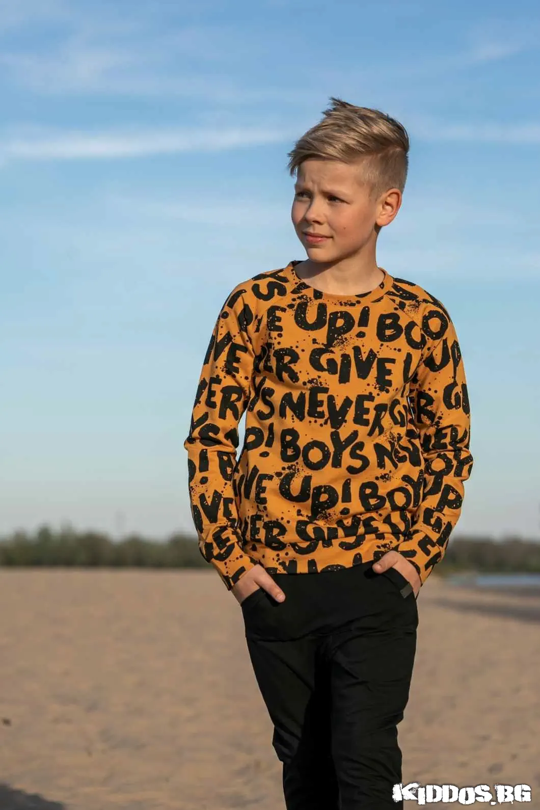 Детска блуза NEVER GIVE UP оранжева 4