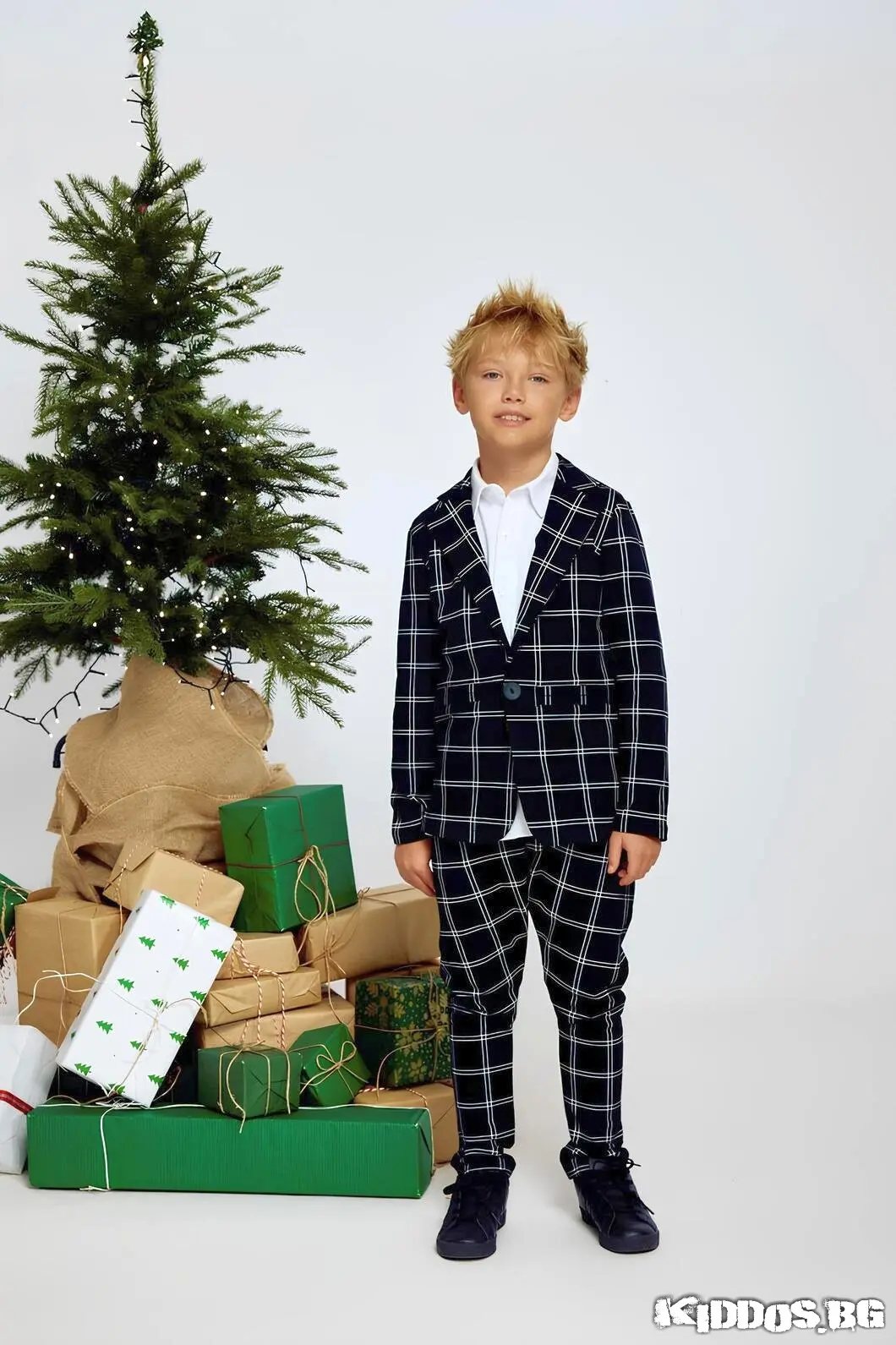 Детски костюм NAVY CHECK FE черно и бяло каре 3