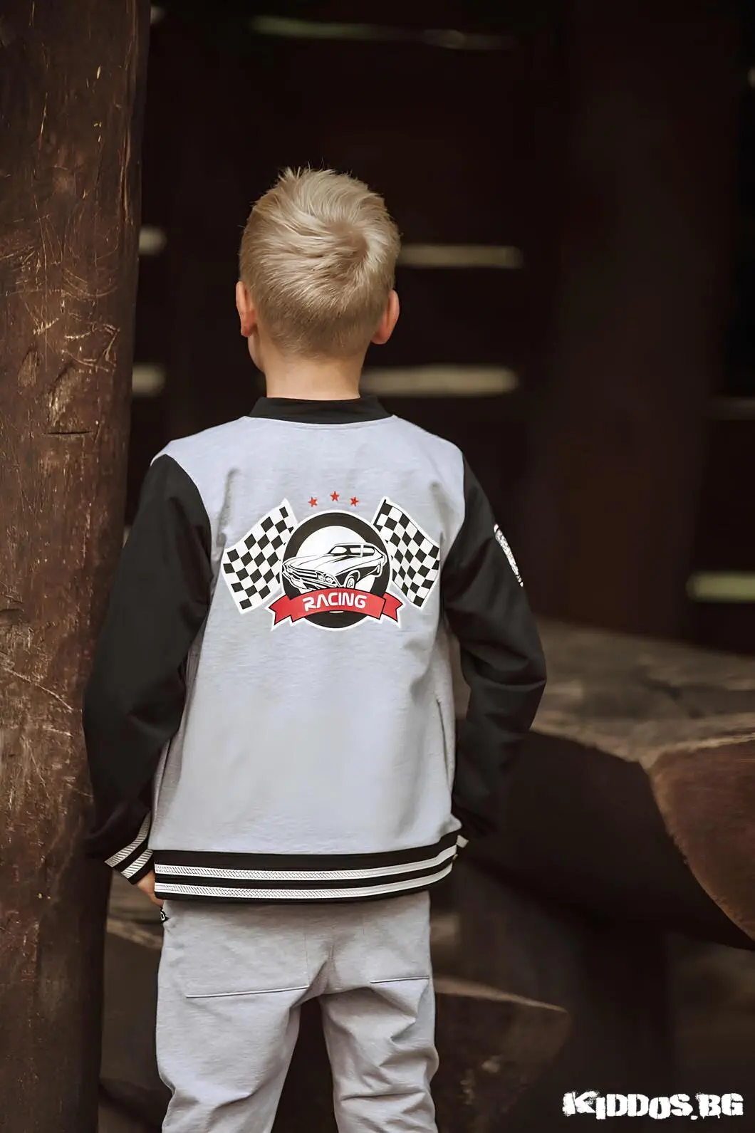 Детско яке RACING сиво 2