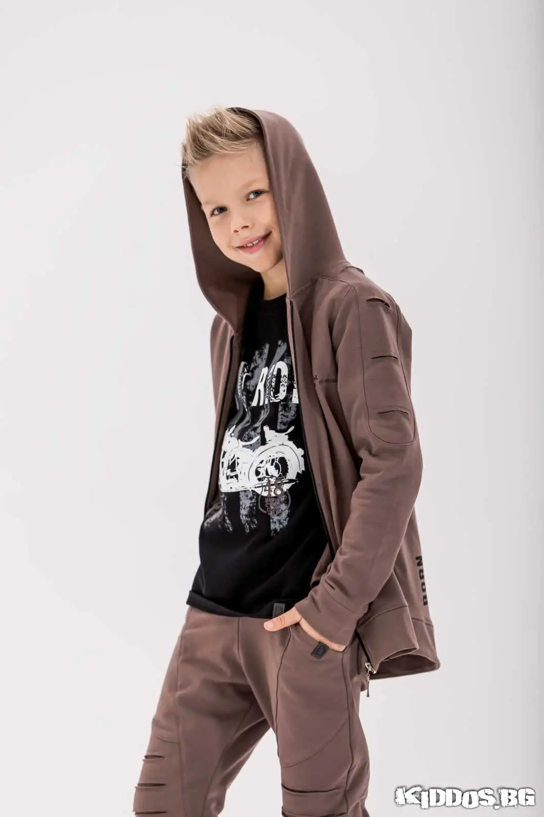 Детски комплект BORN TO RIDE кафяв 7
