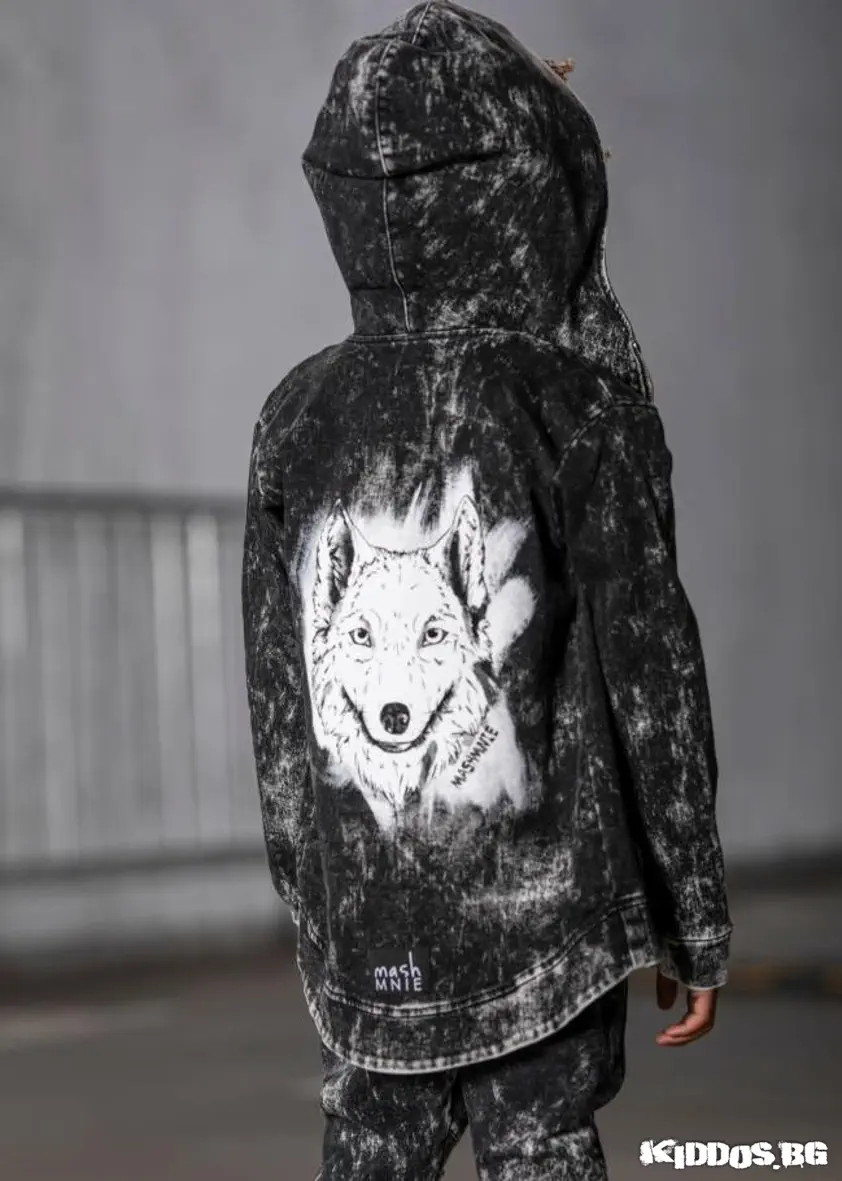 Детско яке с качулка WOLF GAZE графит