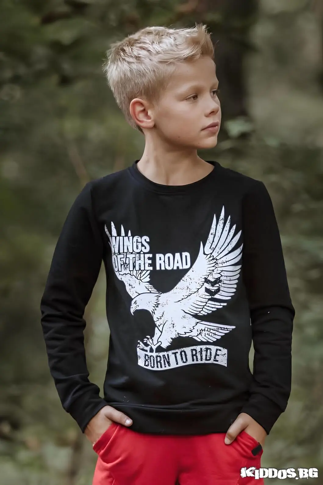 Детска блуза WINGS OF THE ROAD черна