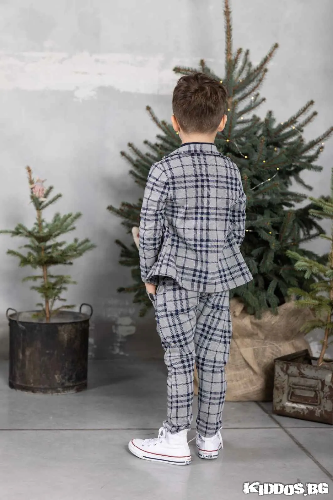 Детско сако NAVY CHECK сиво и тъмносиньо каре 3