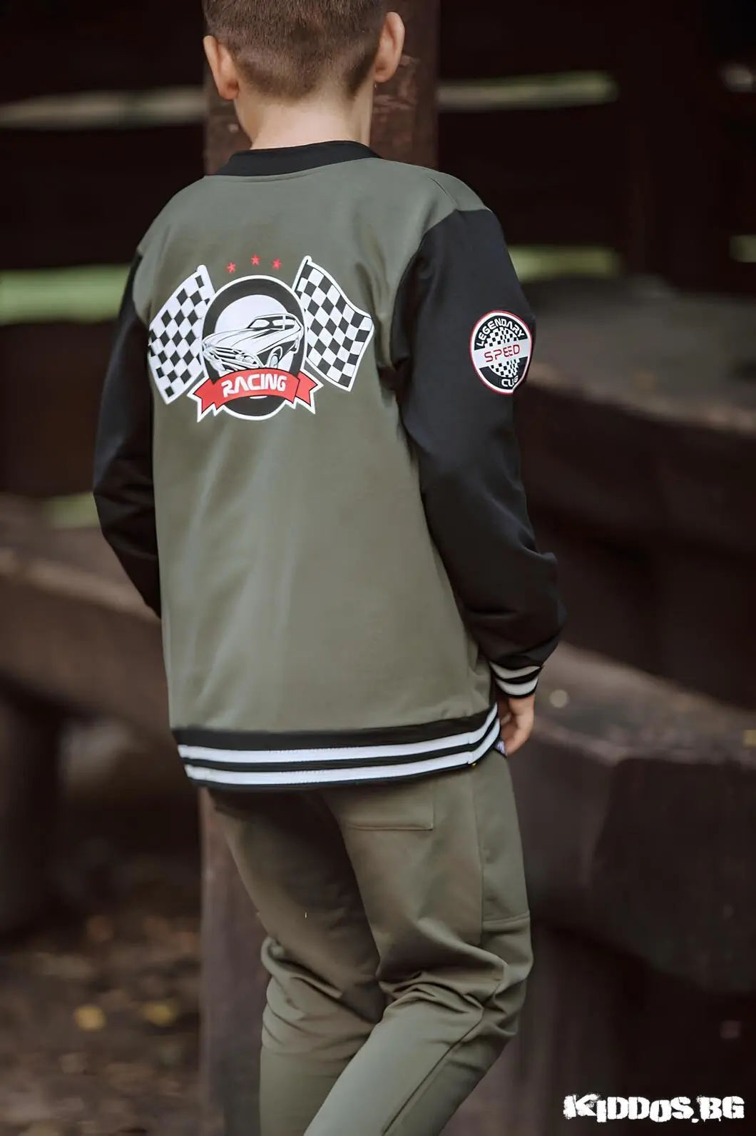Детско яке RACING цвят KHAKI