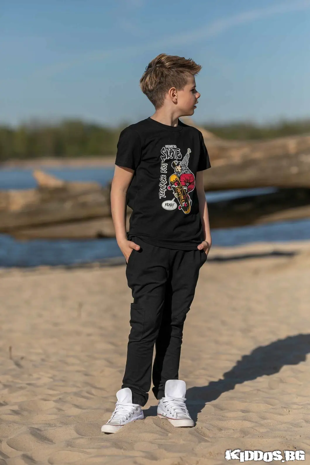 Детски панталон BORN TO SKATE черен 4