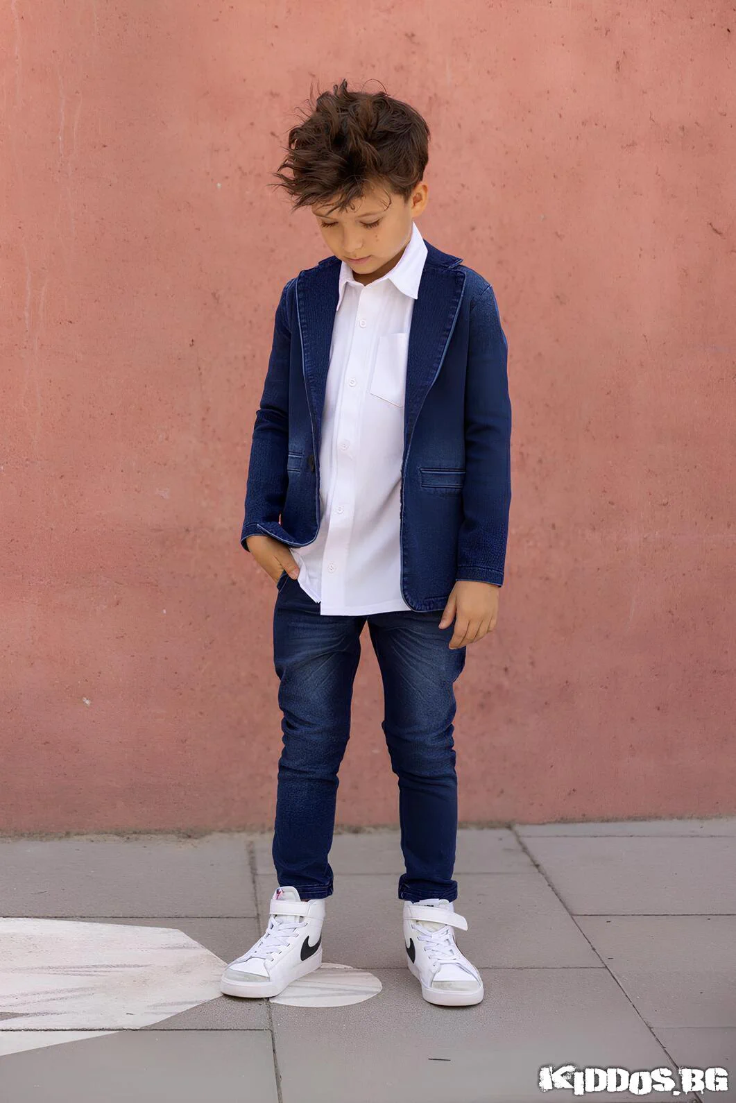 Детски костюм DENIM CHIC индиговосин сако и панталон 2