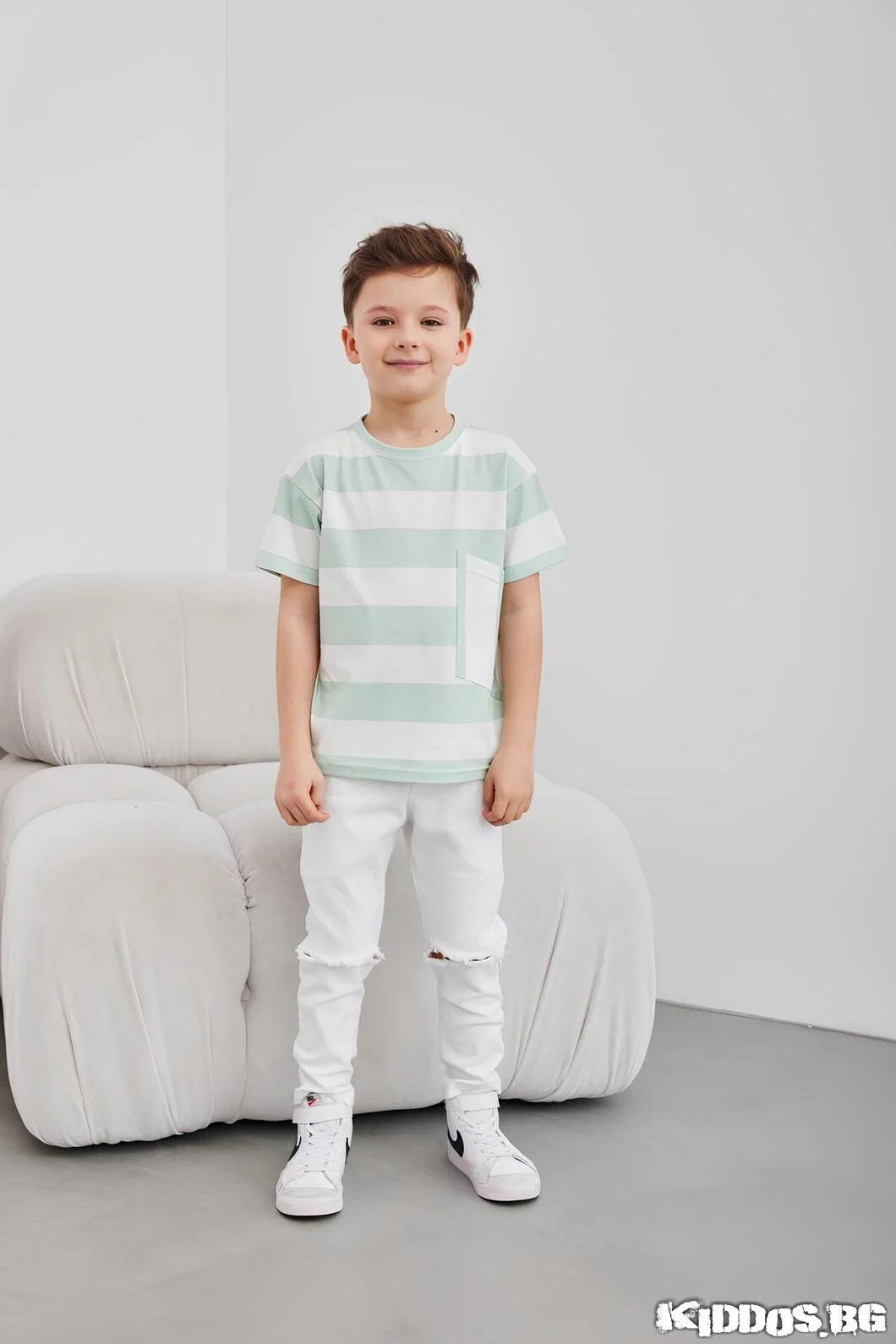 Детска блуза с къс ръкав STRIPES MINT 4