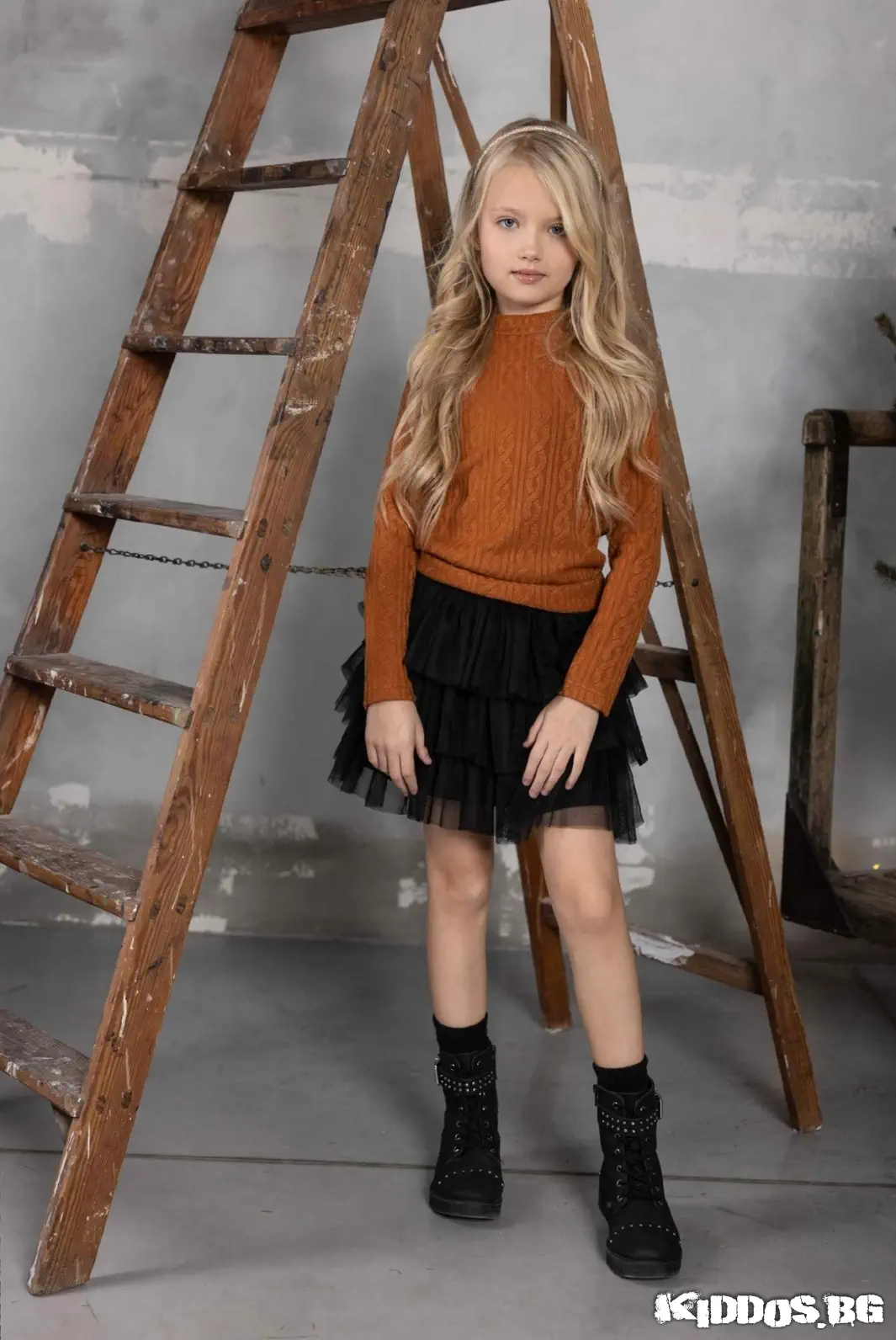 Детски пуловер FLY цвят джинджър 2