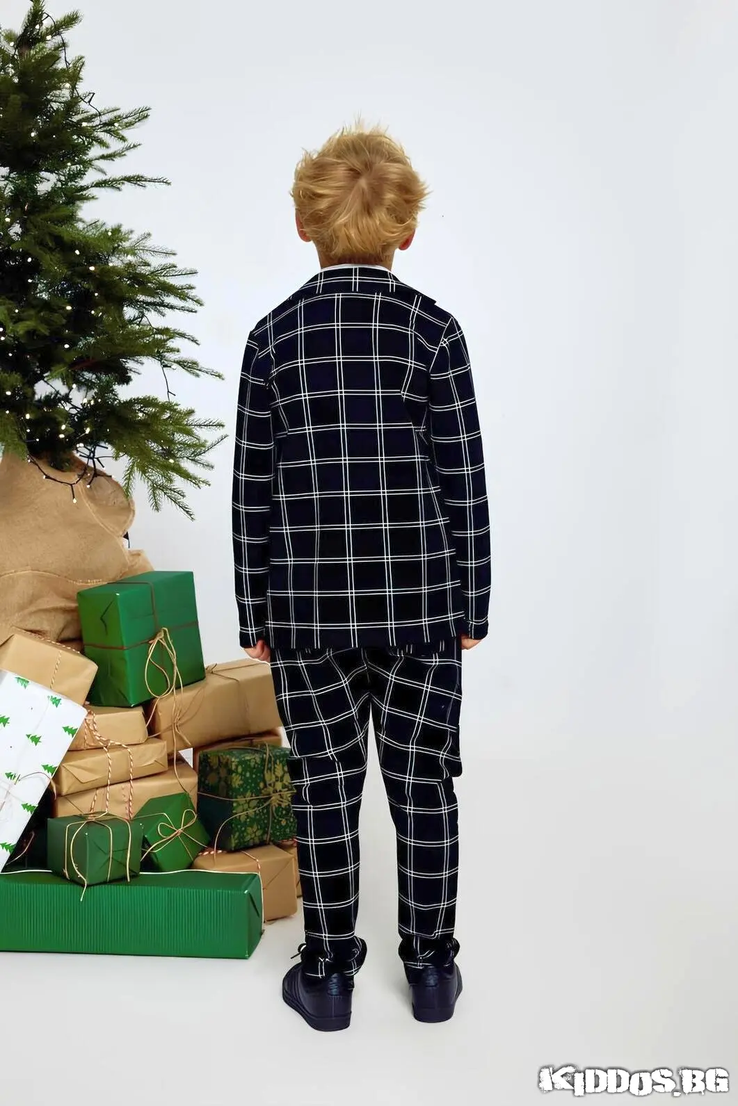 Детски костюм NAVY CHECK FE черно и бяло каре 5