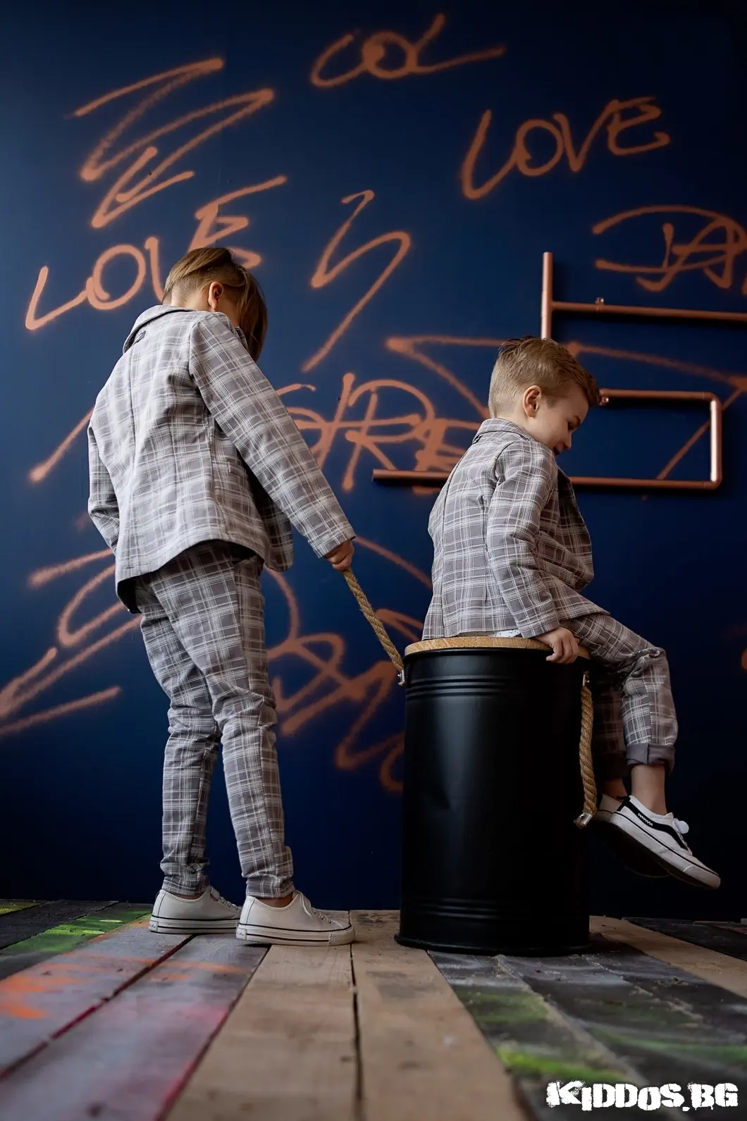 Детски костюм PLAIDS светлосив - две части 5