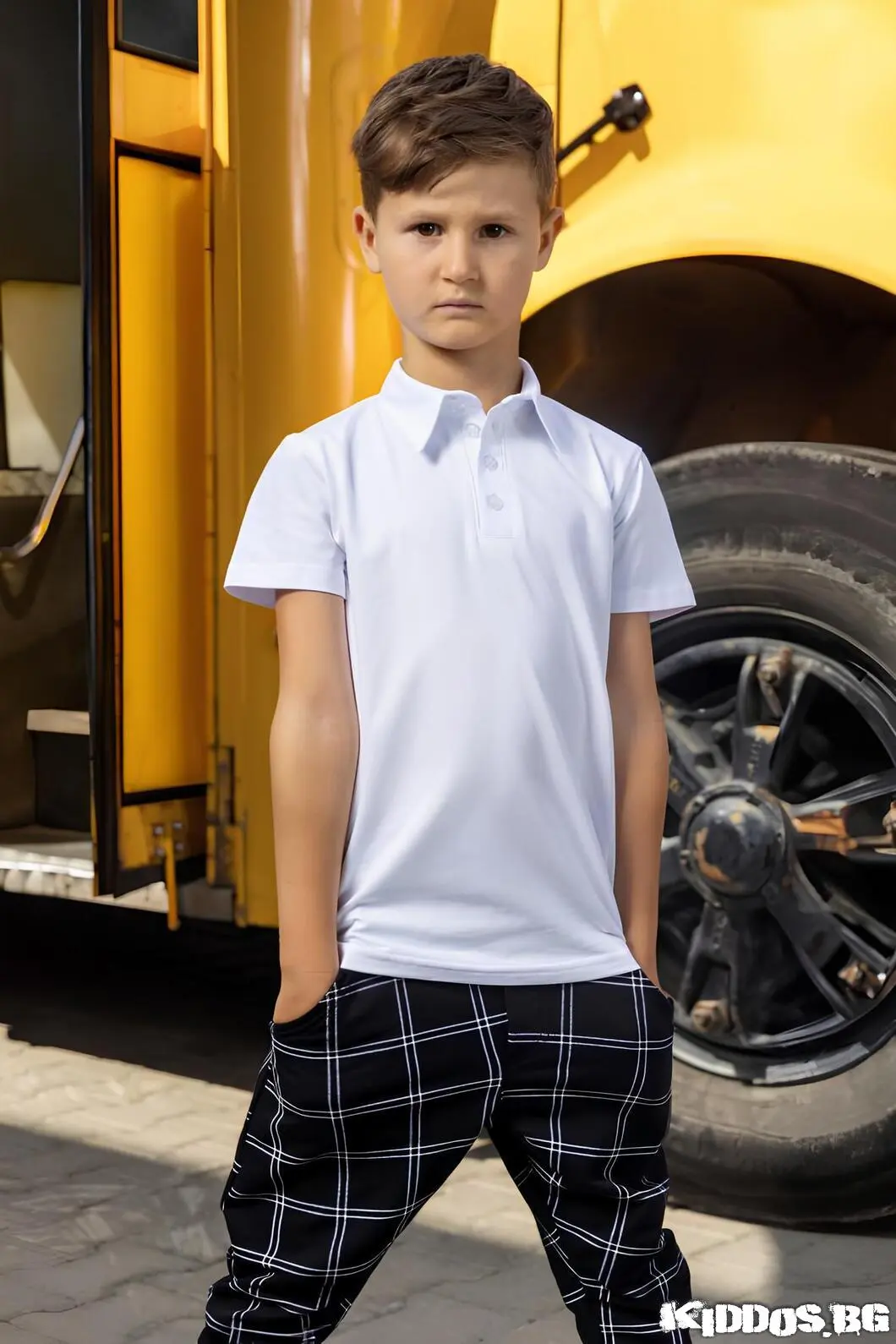 Детски полошърт PLAIDS WHITE
