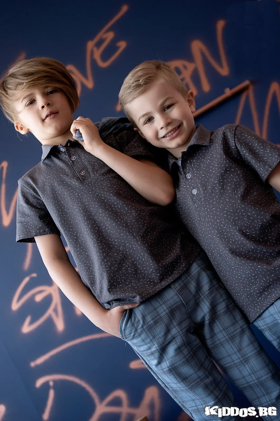 Детски полошърт PLAIDS графит