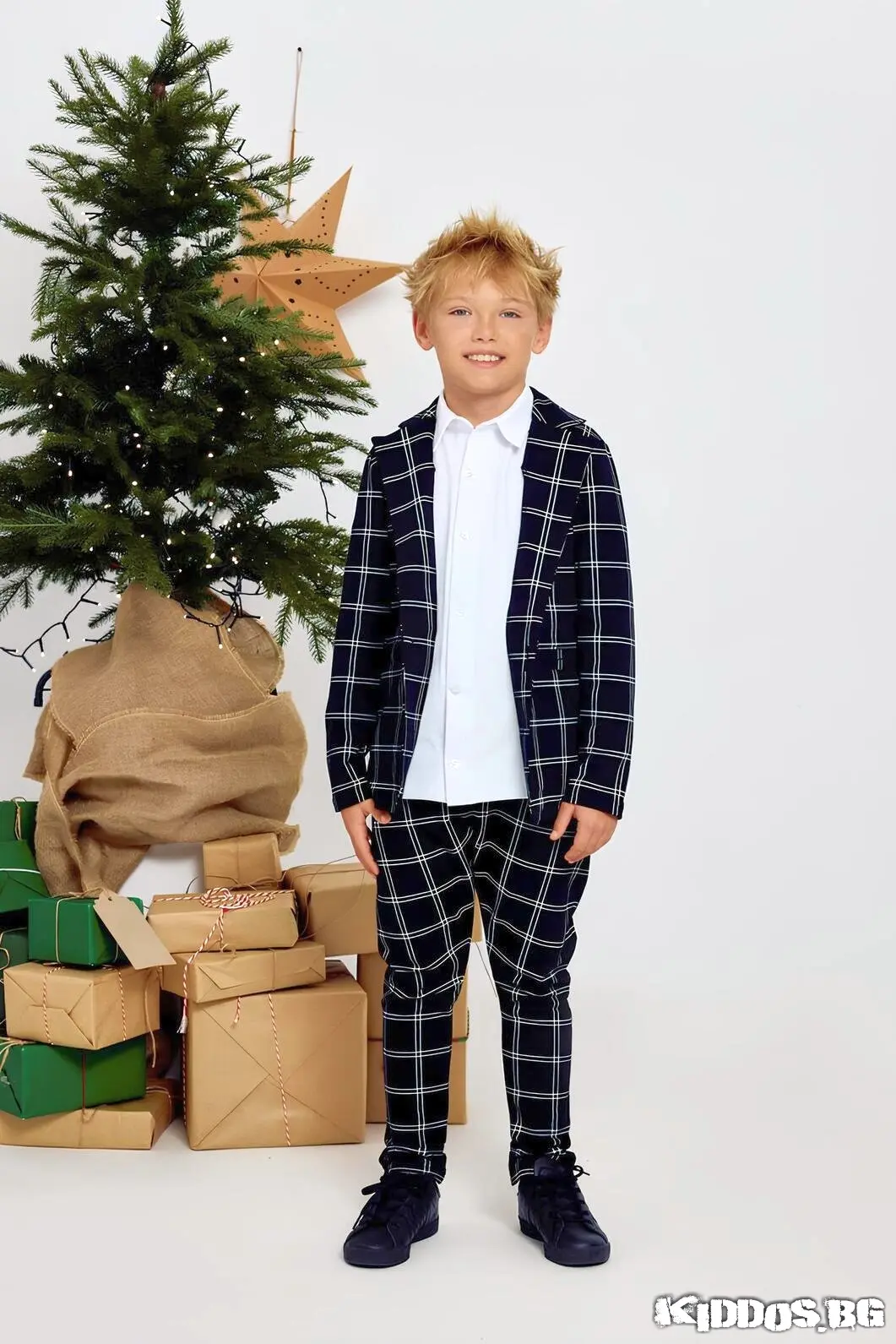 Детски костюм NAVY CHECK FE черно и бяло каре 2