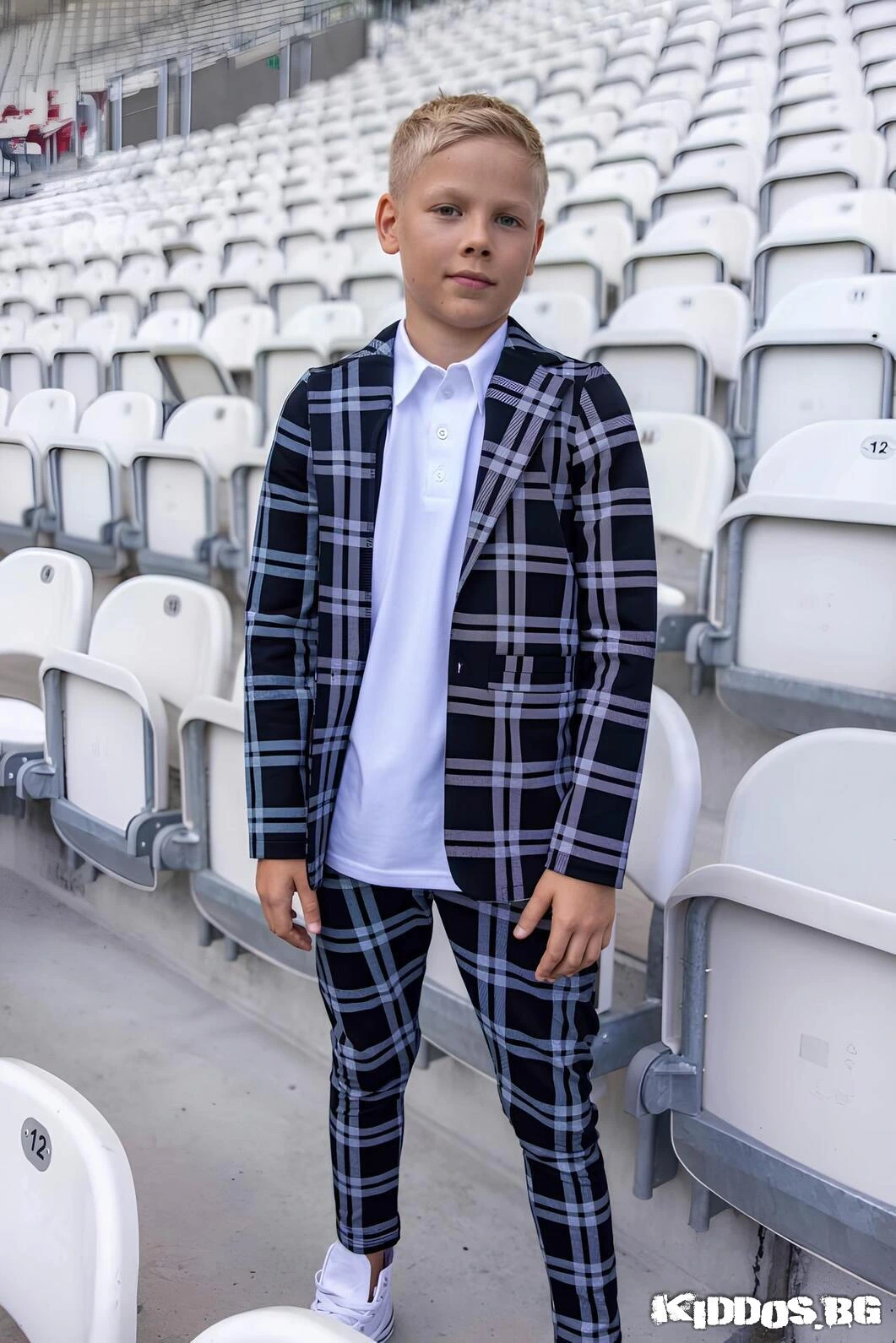 Детски костюм NAVY CHECK SE черен - две части