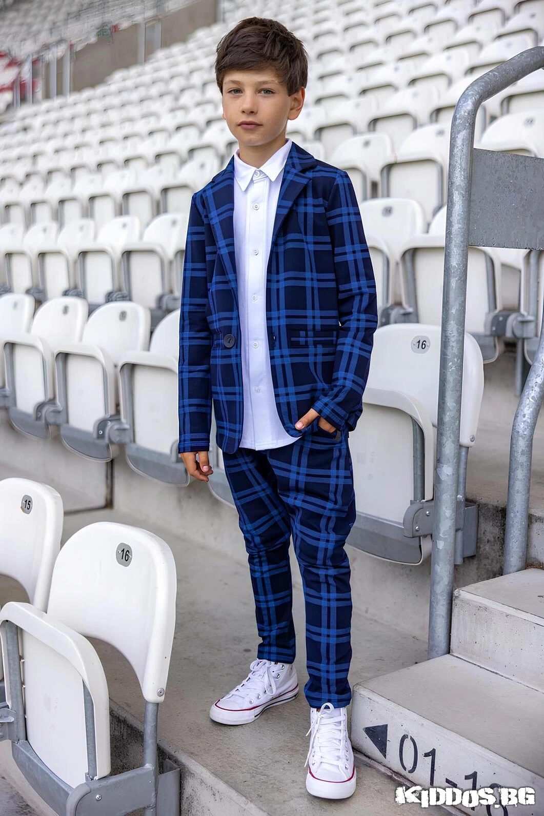 Детски костюм NAVY CHECK SE тъмносин - две части