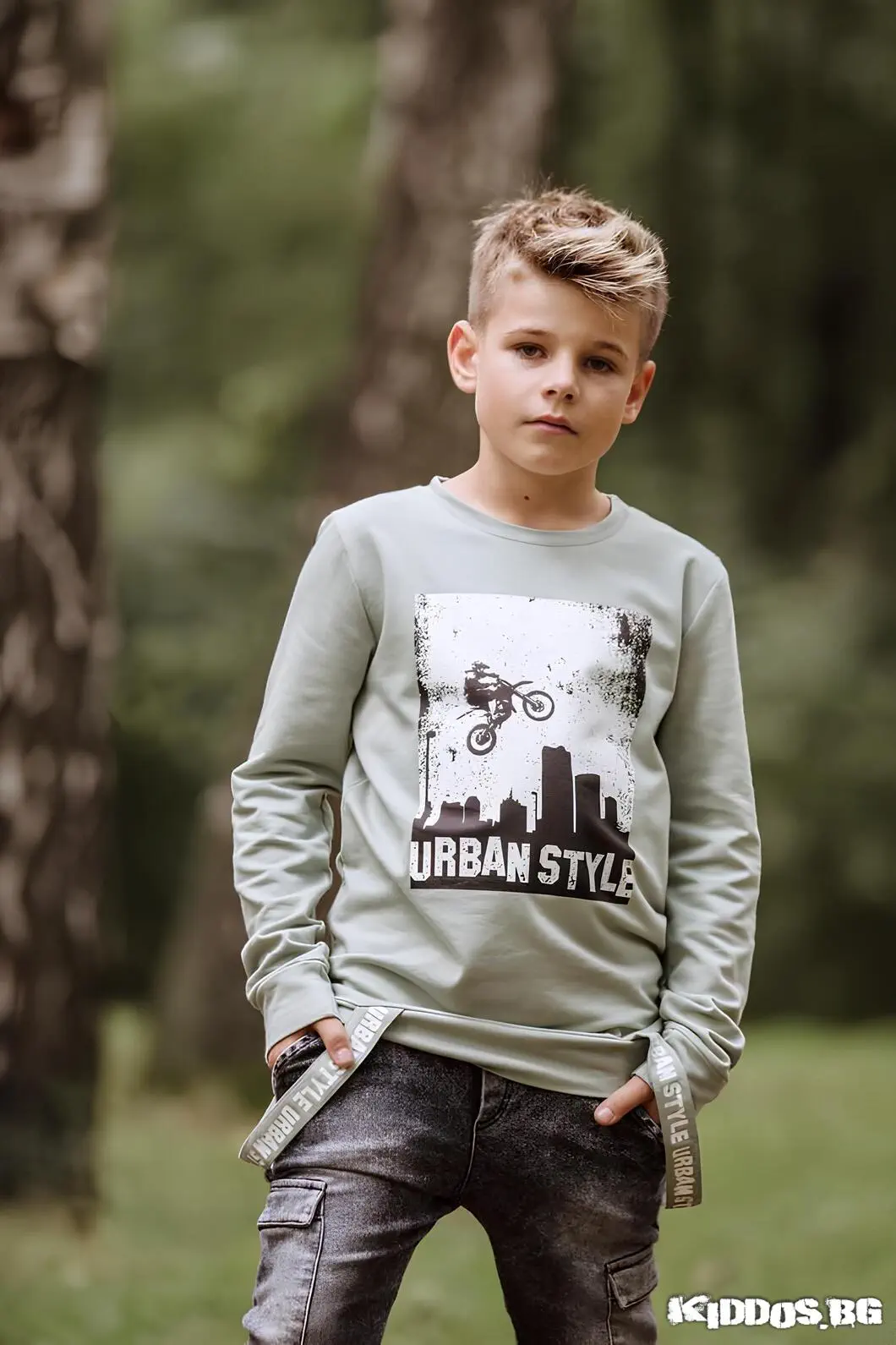 Детска блуза с дълъг ръкав URBAN STYLE - цвят мента 2