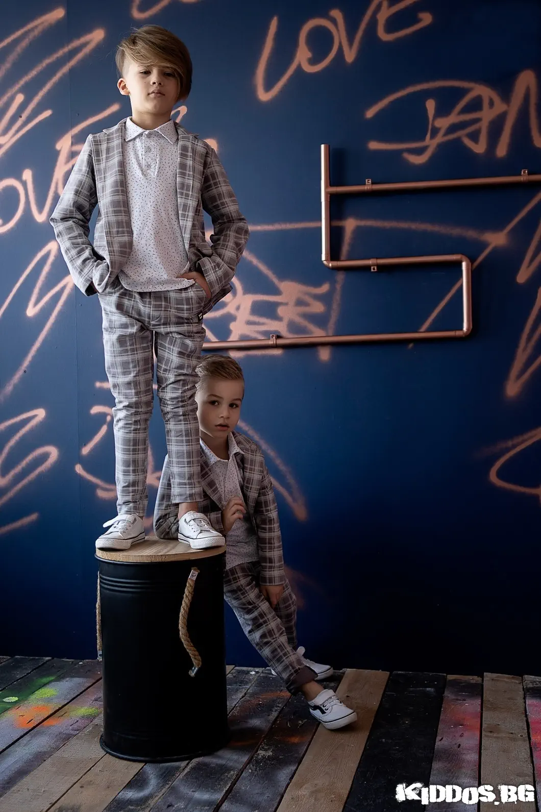 Детски костюм PLAIDS светлосив - две части 4
