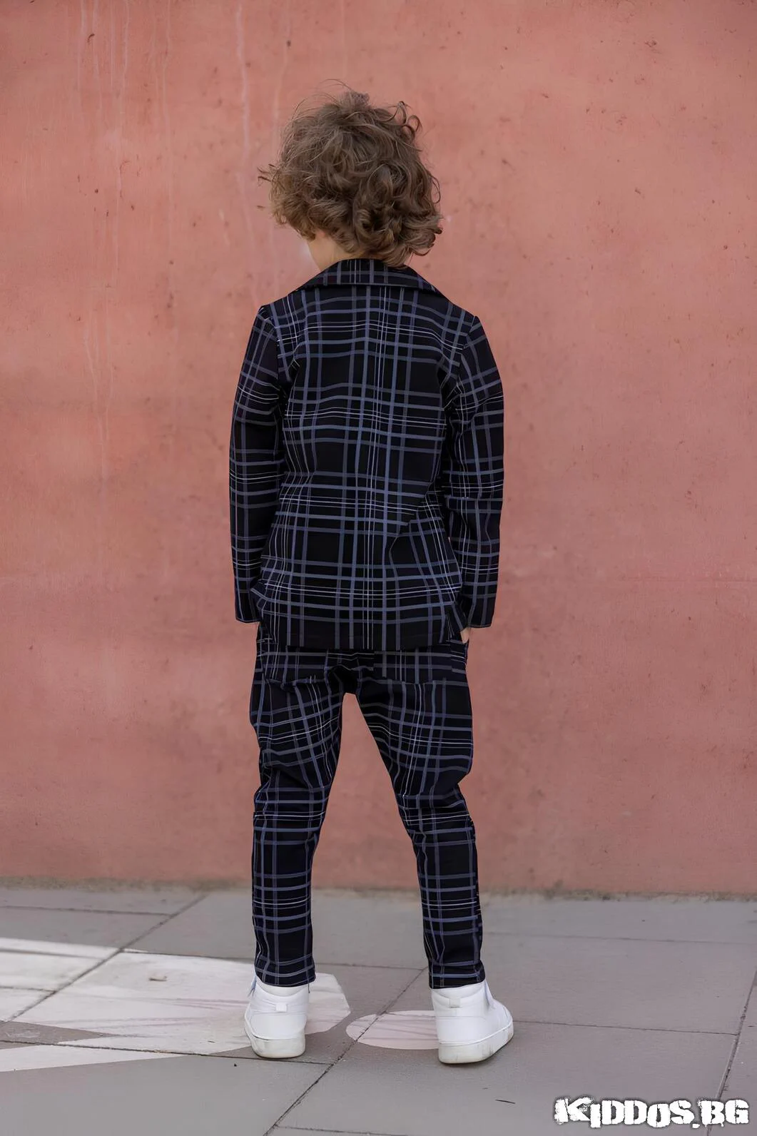 Детски костюм NAVY CHECK TE черен сако и панталон 4