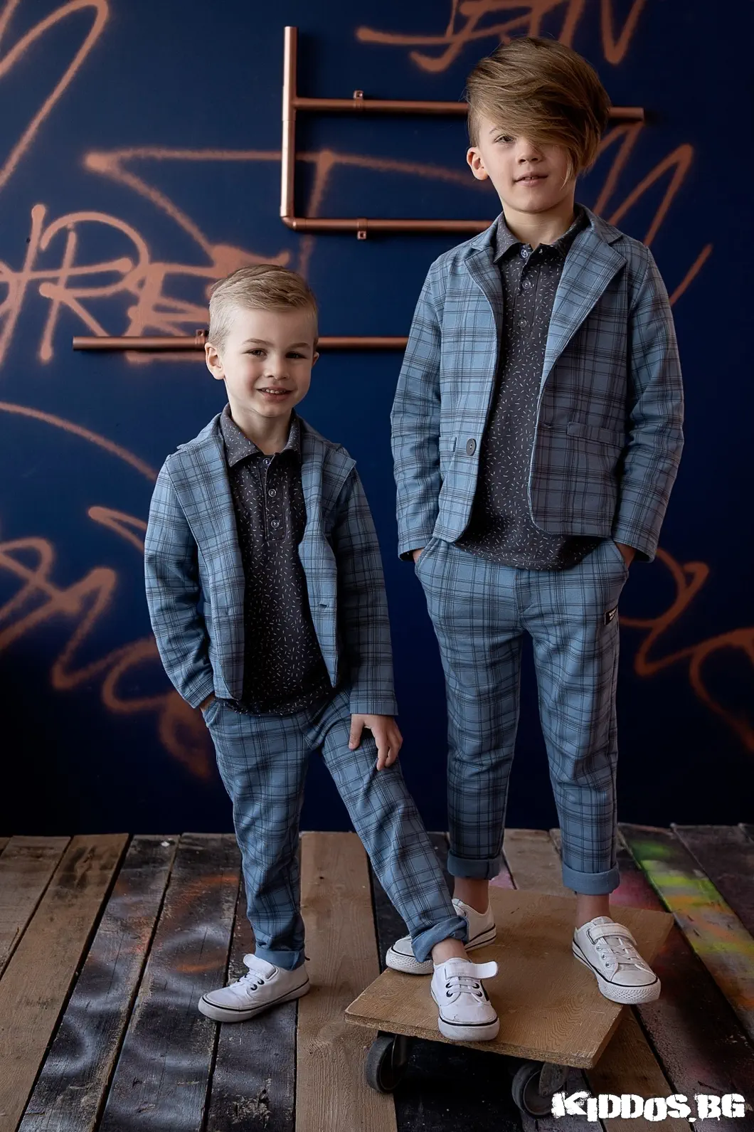 Детски полошърт PLAIDS графит 3