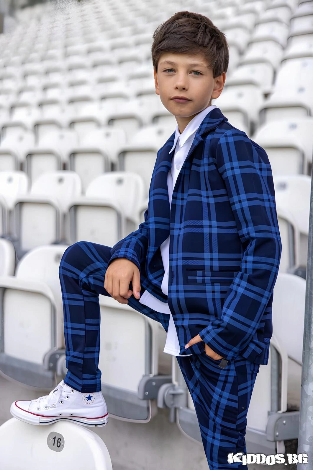 Детски костюм NAVY CHECK SE тъмносин - две части 3