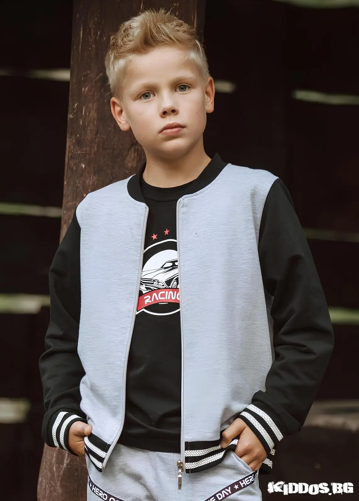 Детско яке RACING сиво