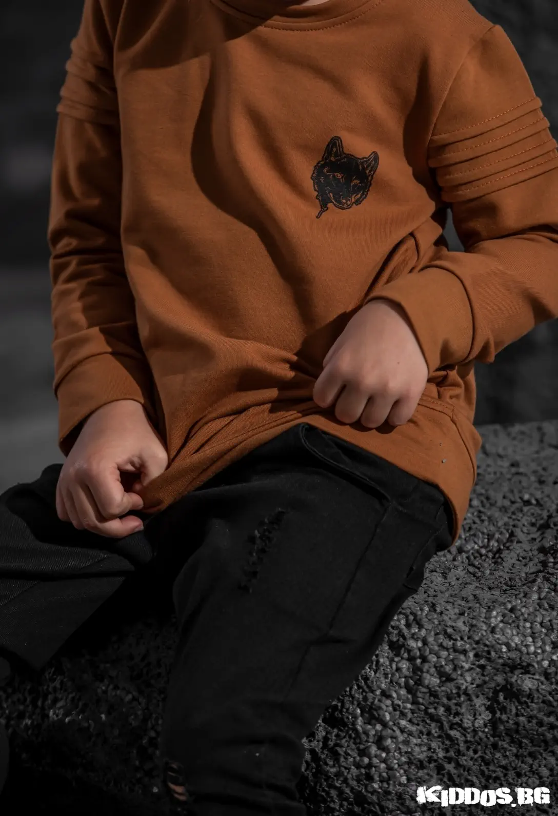 Детска ватирана блуза WOLF ТЕАМ цвят TOFFEE