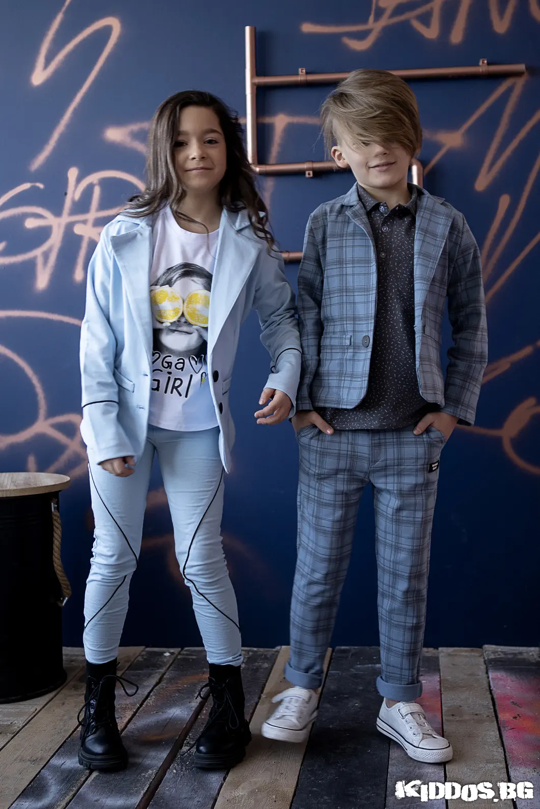 Детски костюм PLAIDS син - две части 6