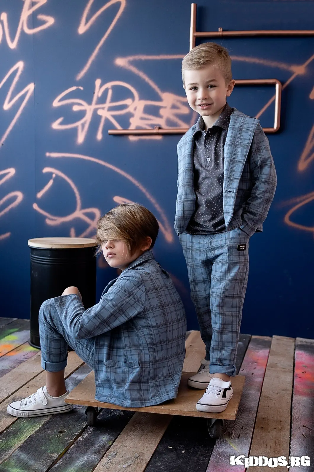 Детски костюм PLAIDS син - две части 4