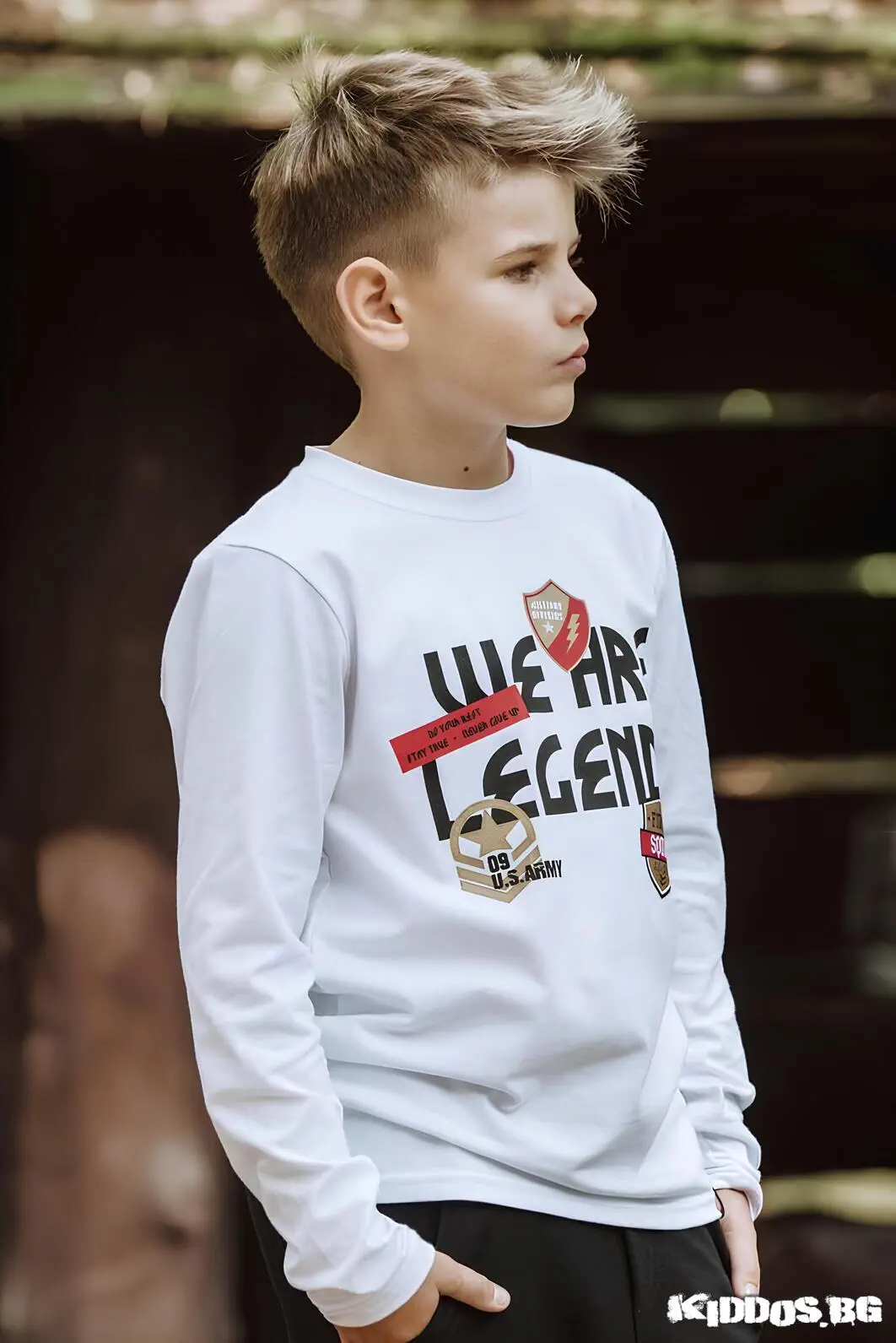 Детска блуза с дълъг ръкав WE ARE LEGEND бяла