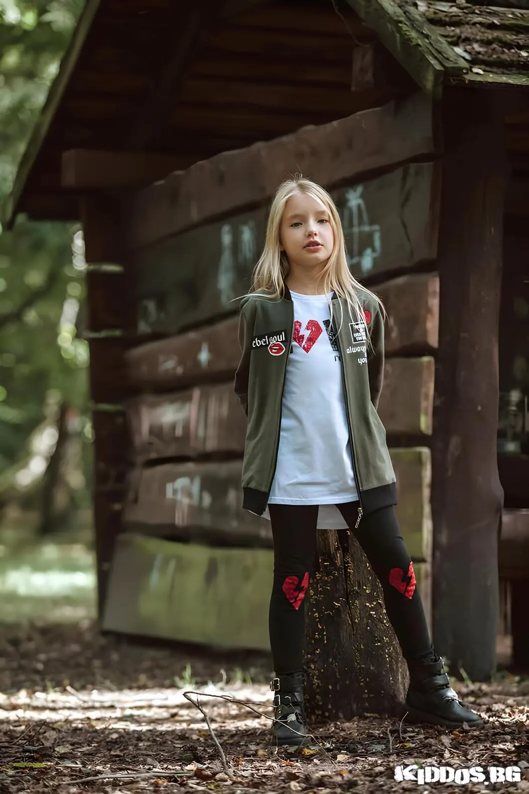 Детско яке REBEL SOUL цвят KHAKI 2